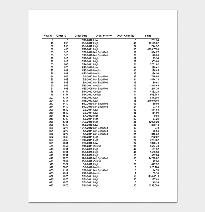 Store Sales Order Excel Form Template