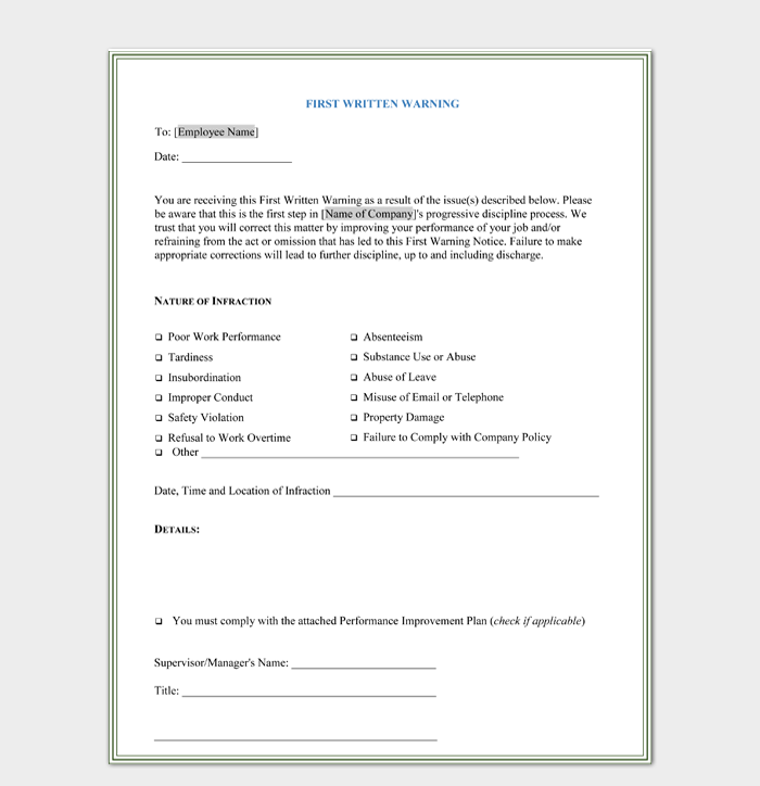 Professional Warning Letters (Free Templates)