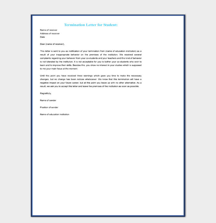 40+ Termination Letter Samples (Contract, Employee, Lease, etc