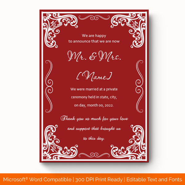 Wedding Announcement Template (1888) Document Formats
