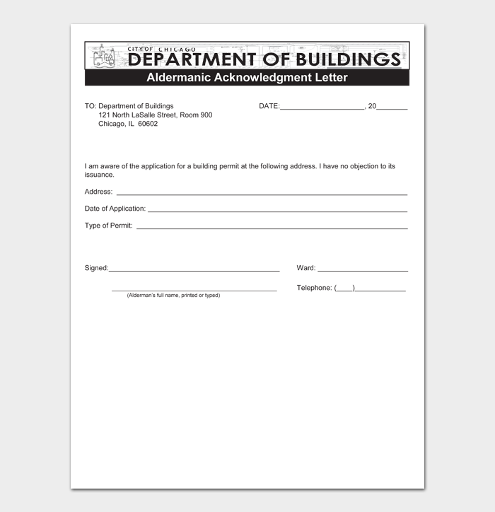 Aldermanic Acknowledgment Letter