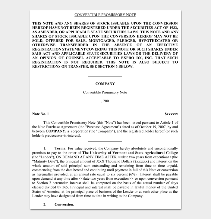 CONVERTIBLE PROMISSORY NOTE