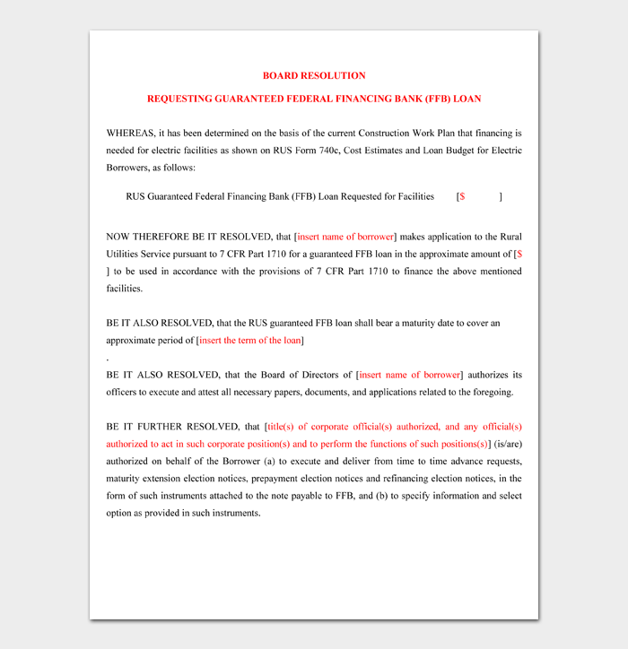 REQUESTING GUARANTEED FEDERAL FINANCING BANK (FFB) LOAN