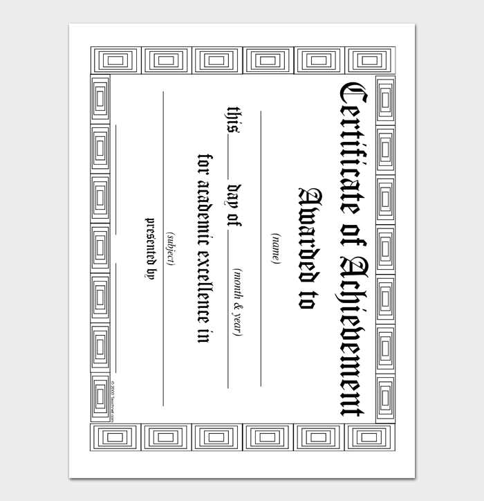 Certificate Of Achievement Wording Examples