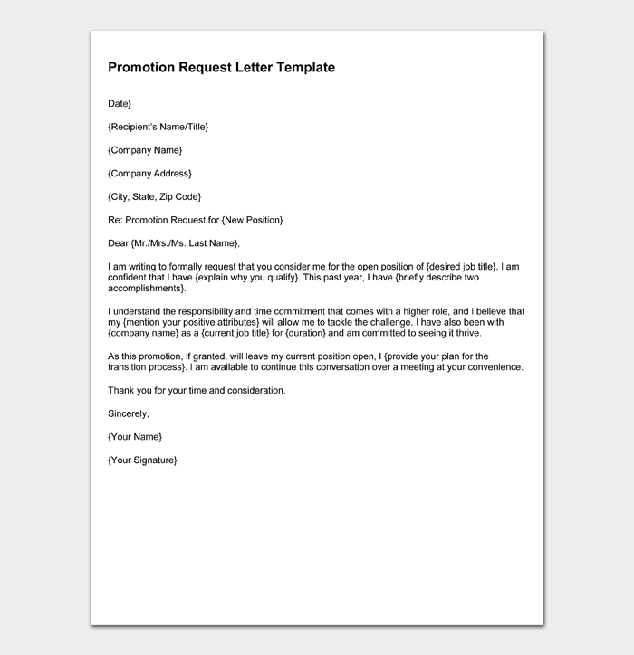 Promotion Request Letter Template