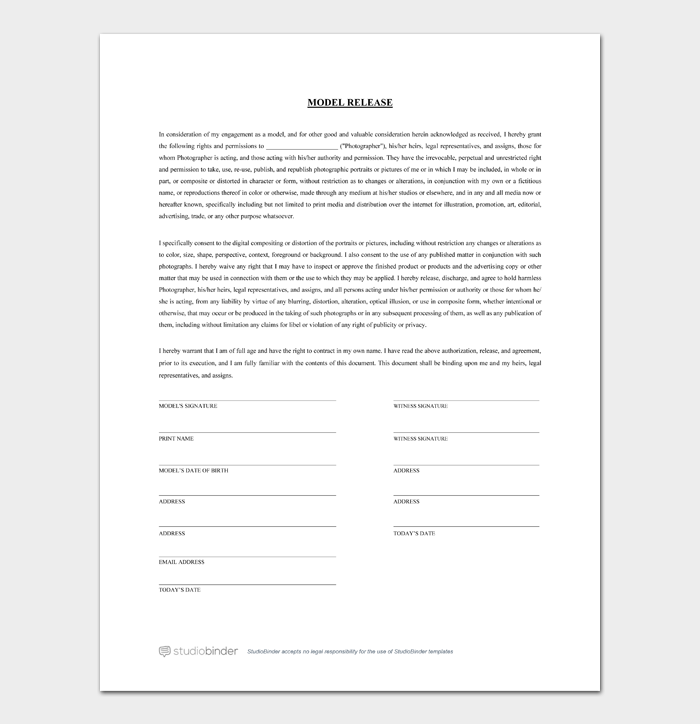 20 Free Model Release Forms and Templates (Word PDF)