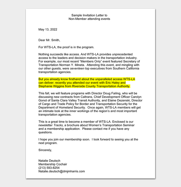 Sample Invitation Letter for a Social Event (with Template)