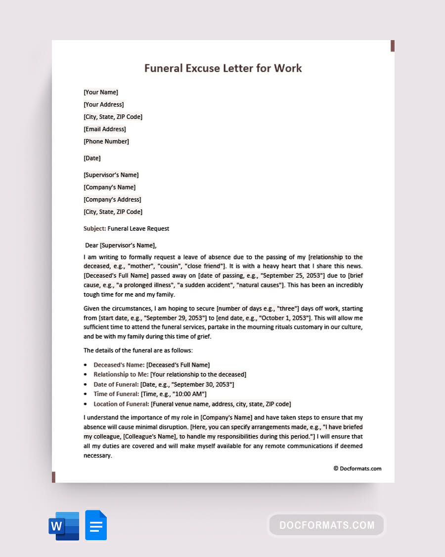 Funeral Letter for Work and School (Sample Letters & Emails)