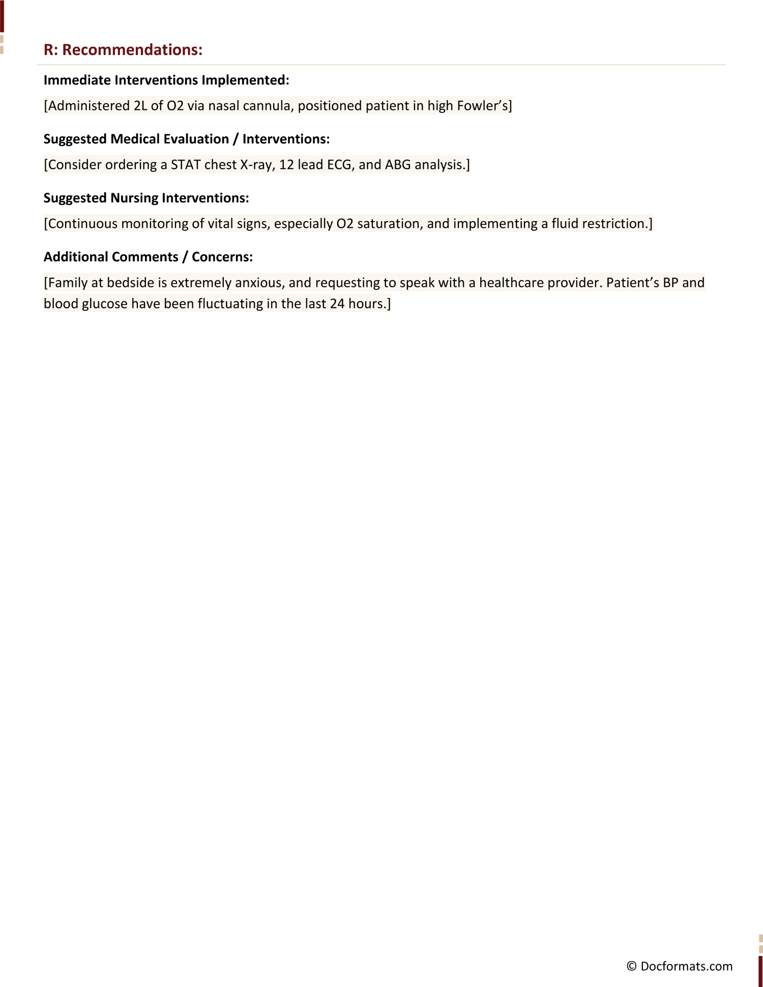 SBAR Nursing Template - Google Docs, Word - Page 02