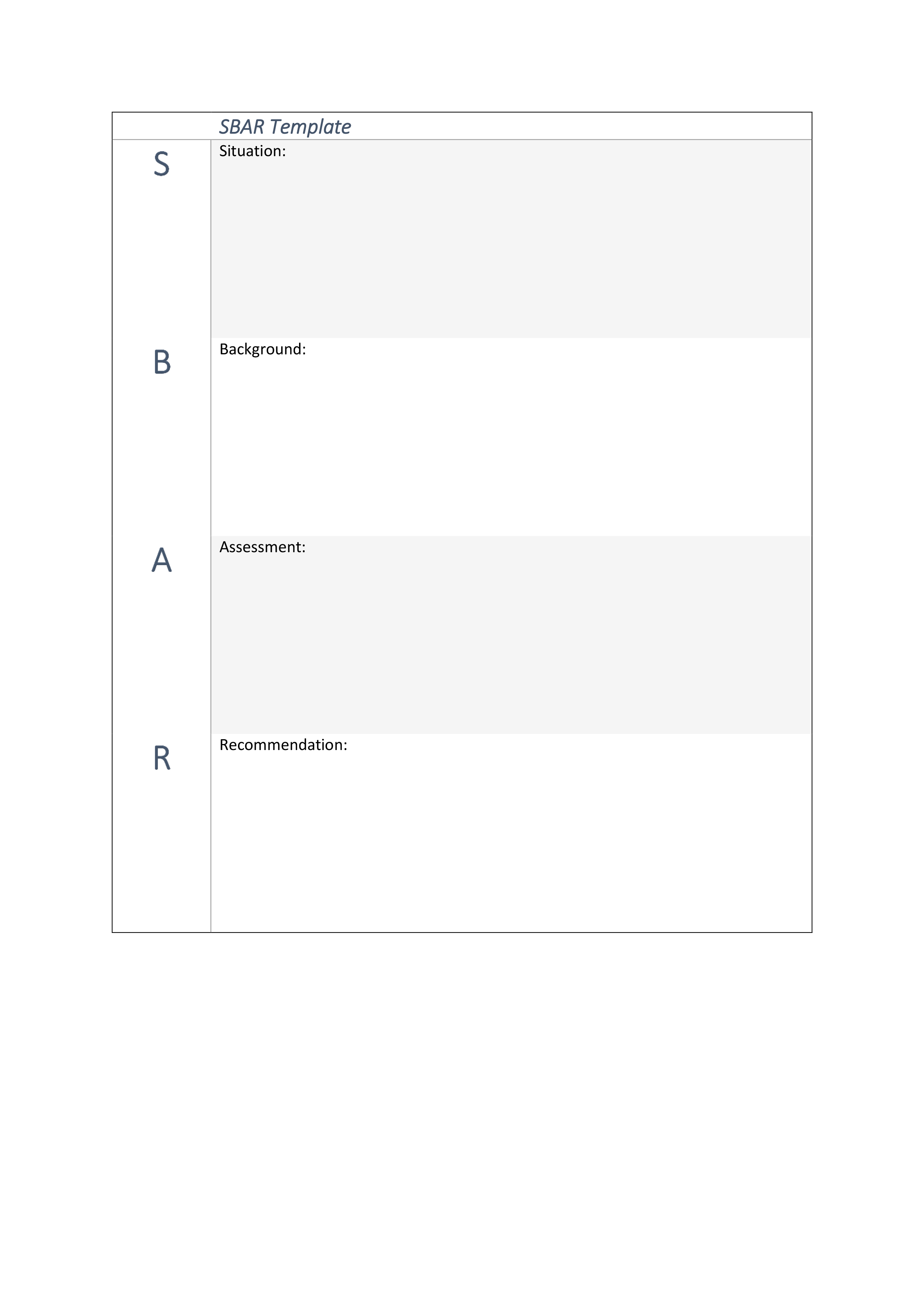 SBAR Template #1 - Word