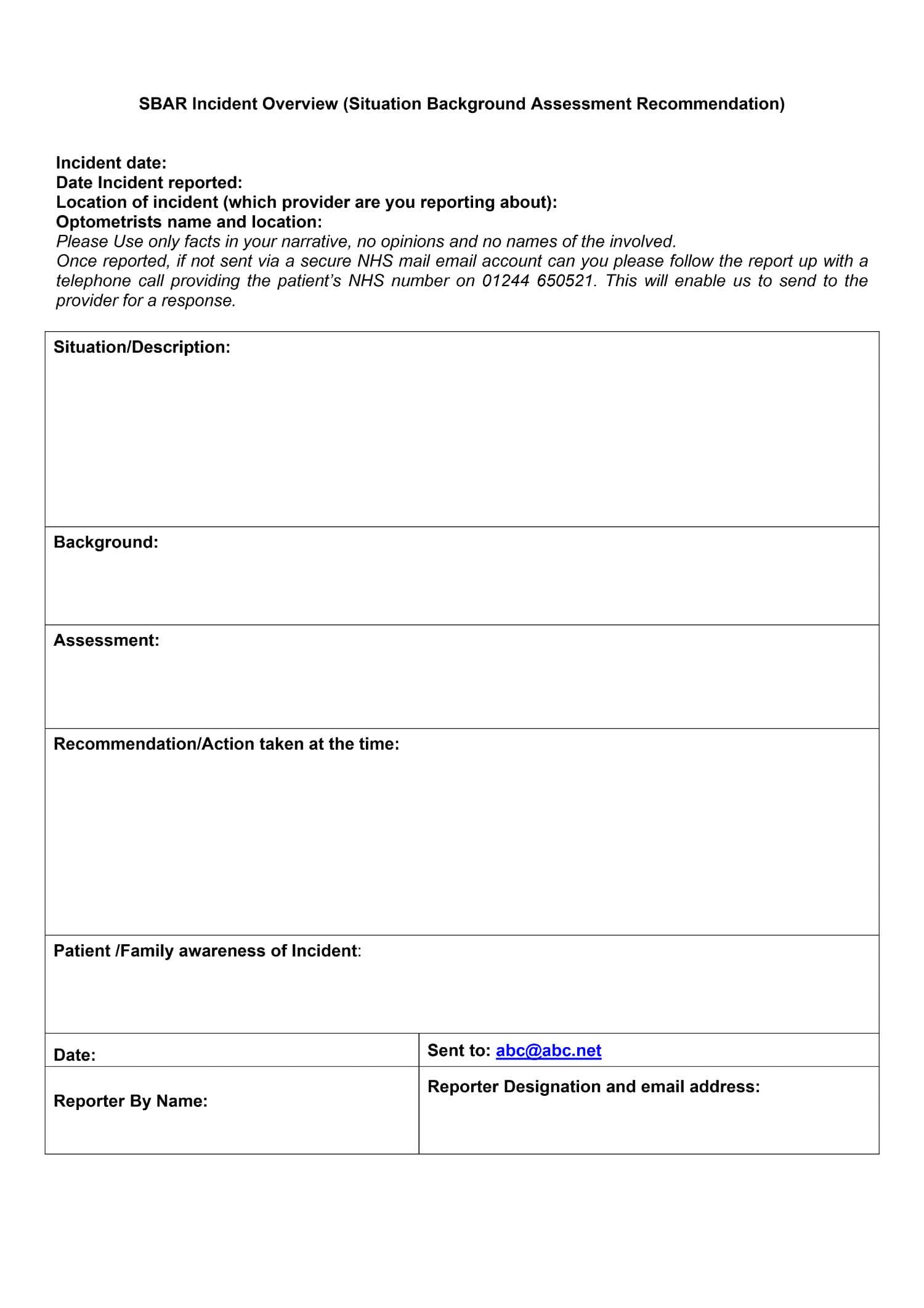 SBAR Template #15 - Word