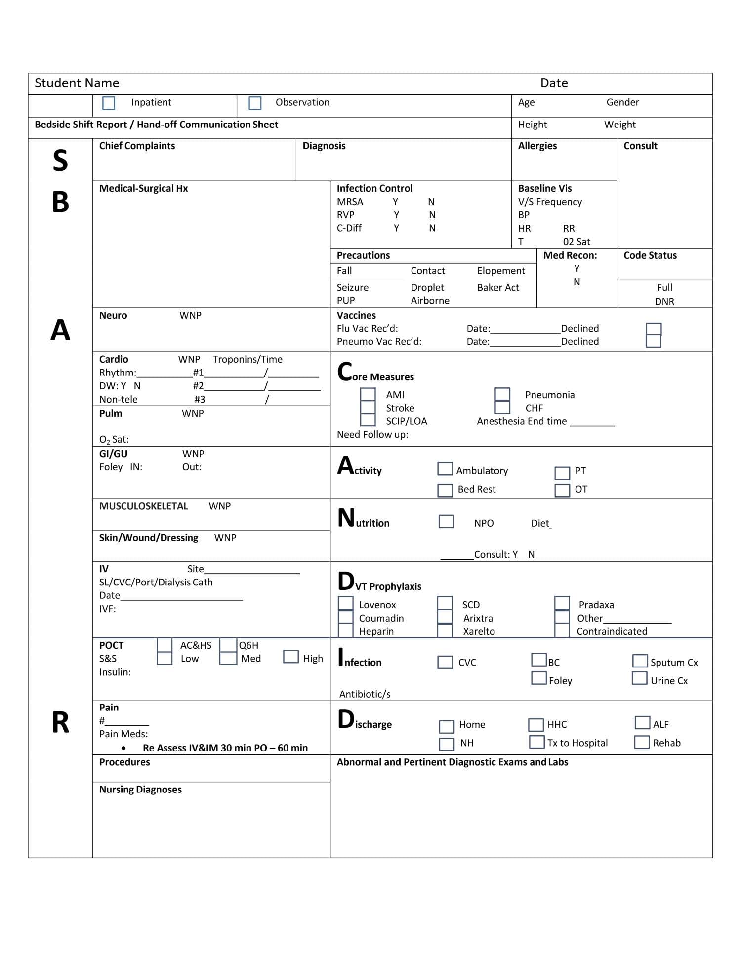 Sbar Template #07 - Word