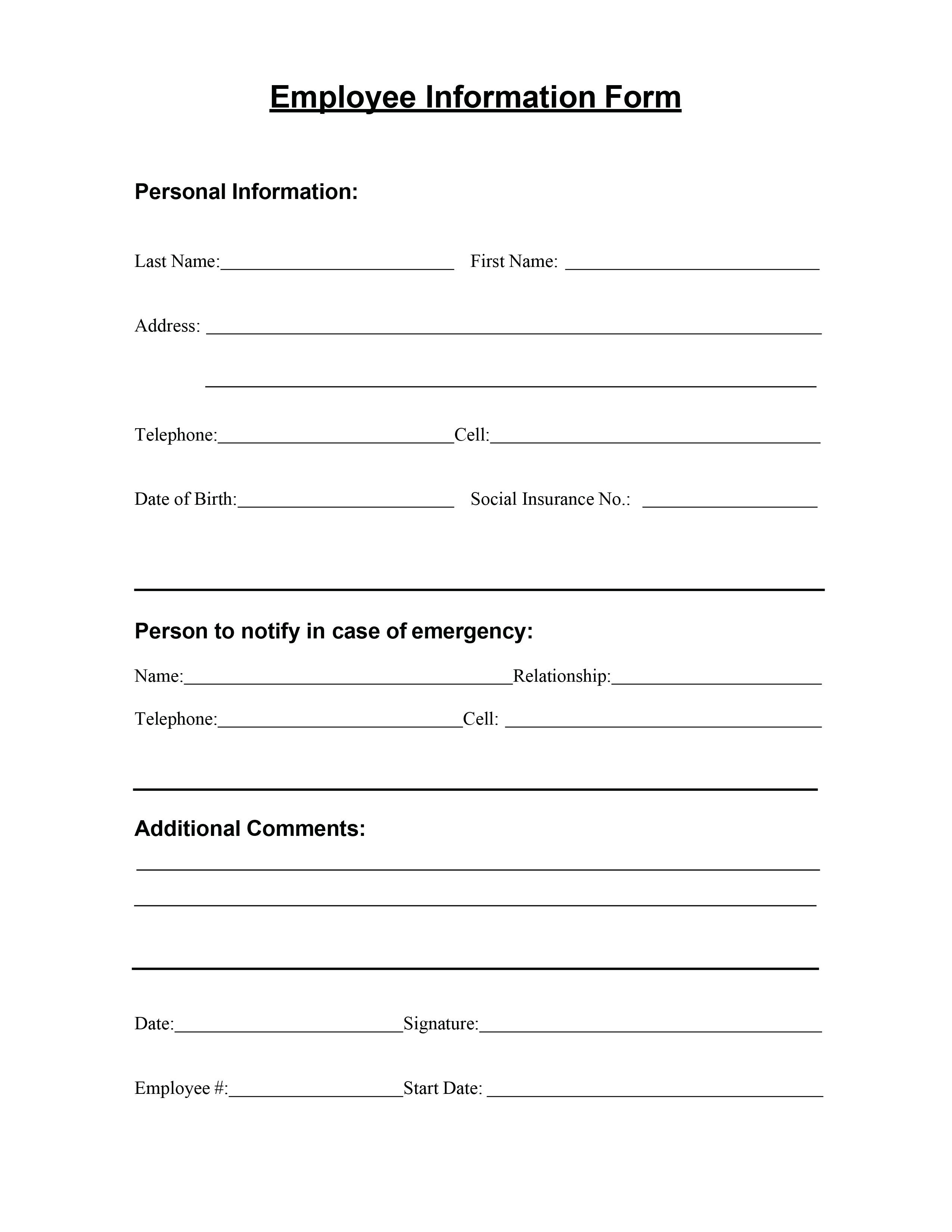 Employee Information Form 02 - Word