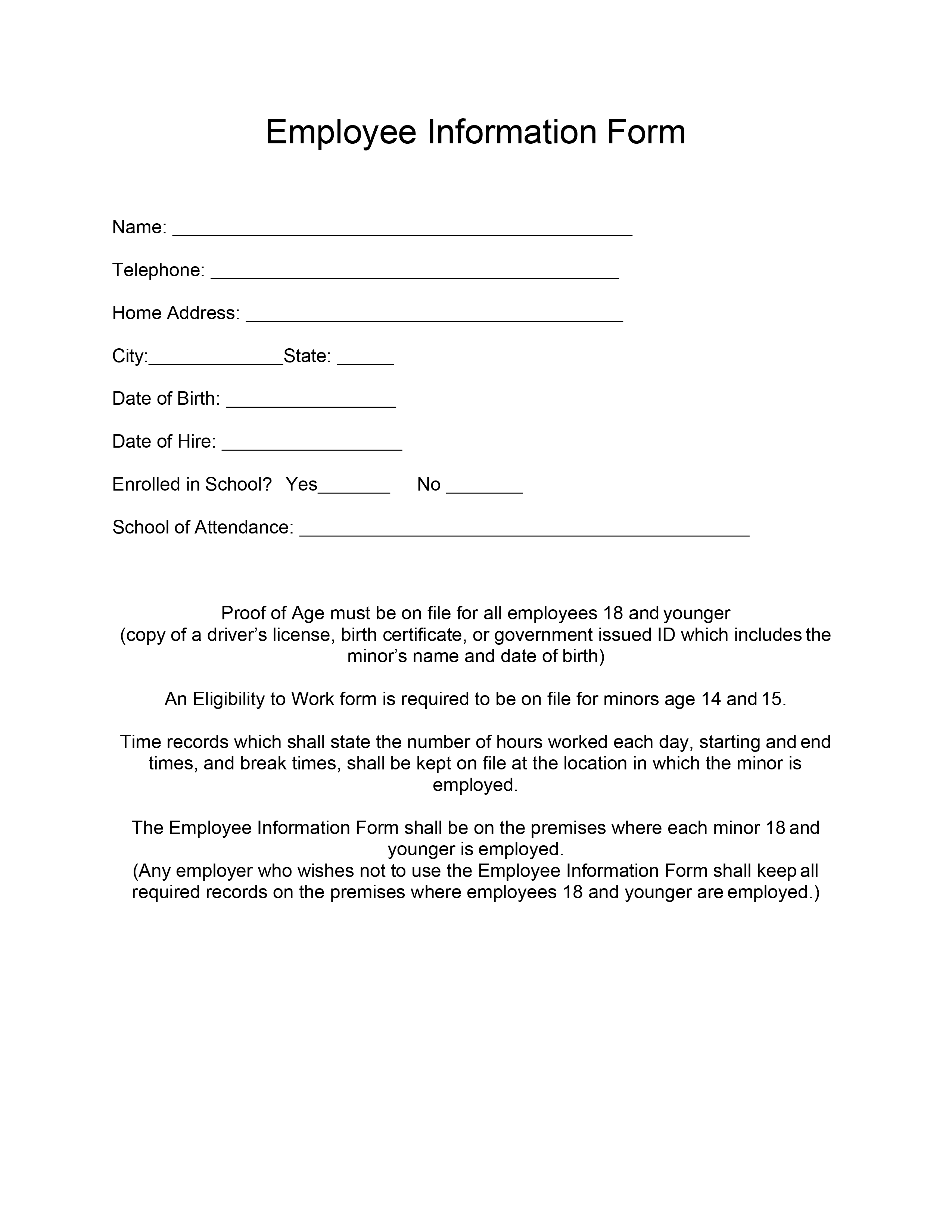 Employee Information Form 03 - Word