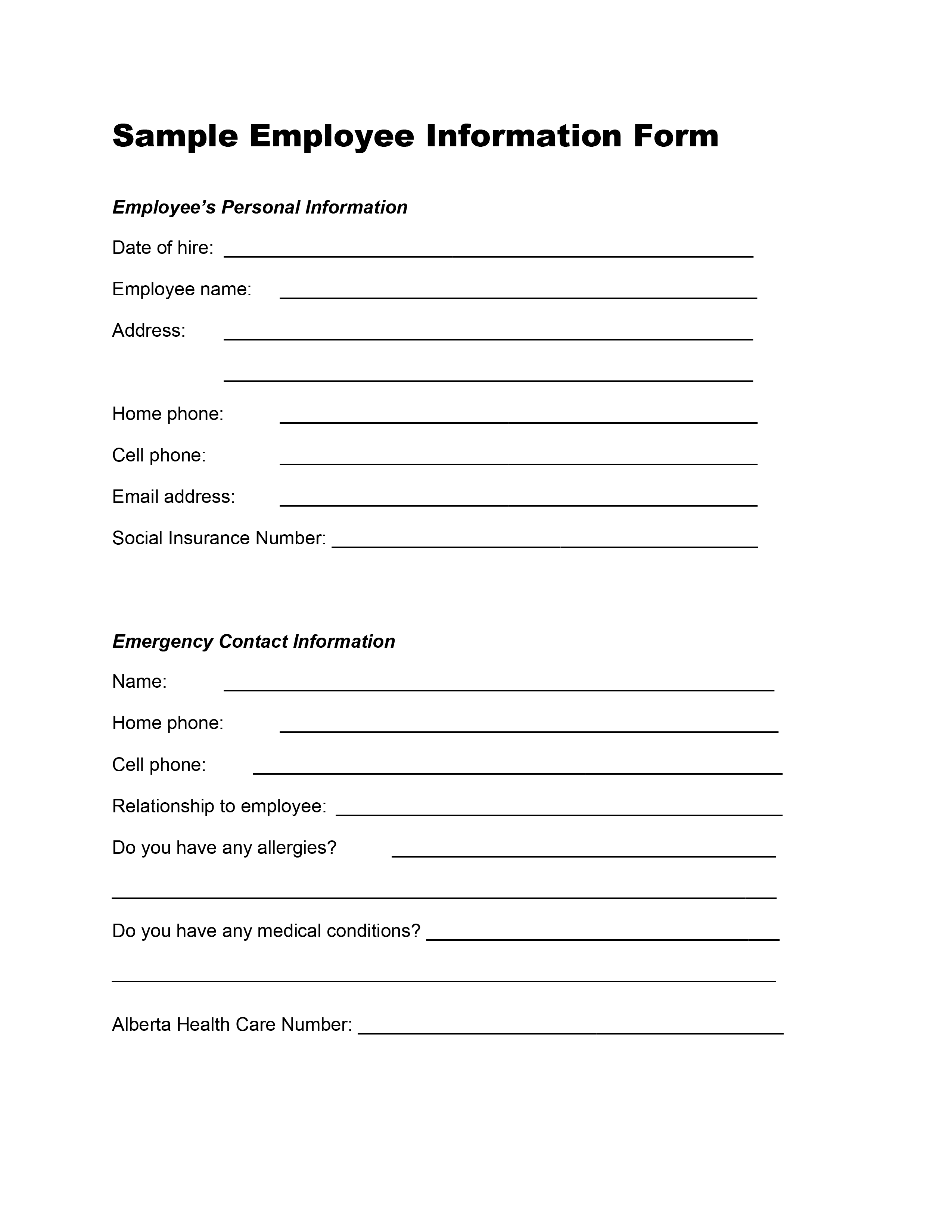 Employee Information Form 04 - Word
