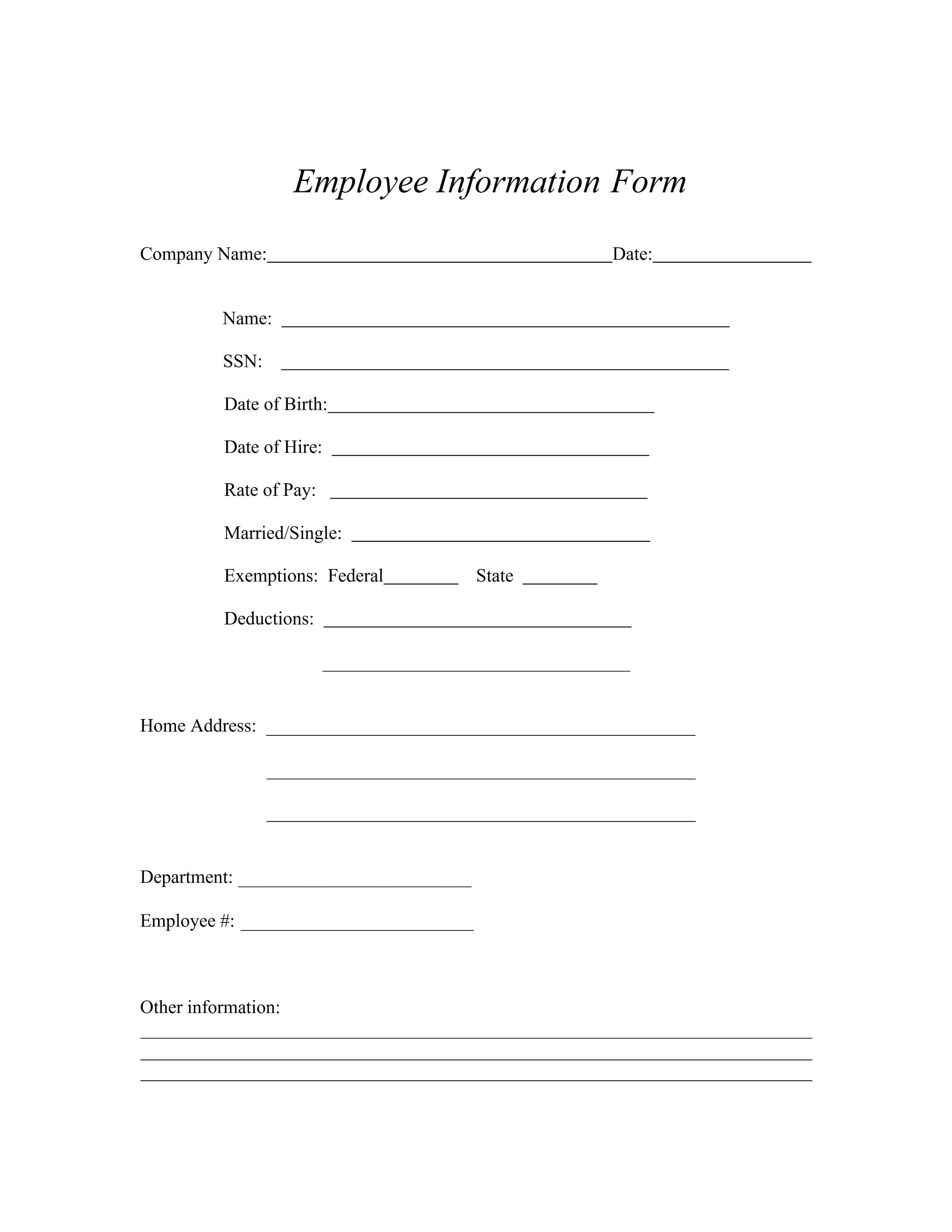Employee Information Form 07 - Word