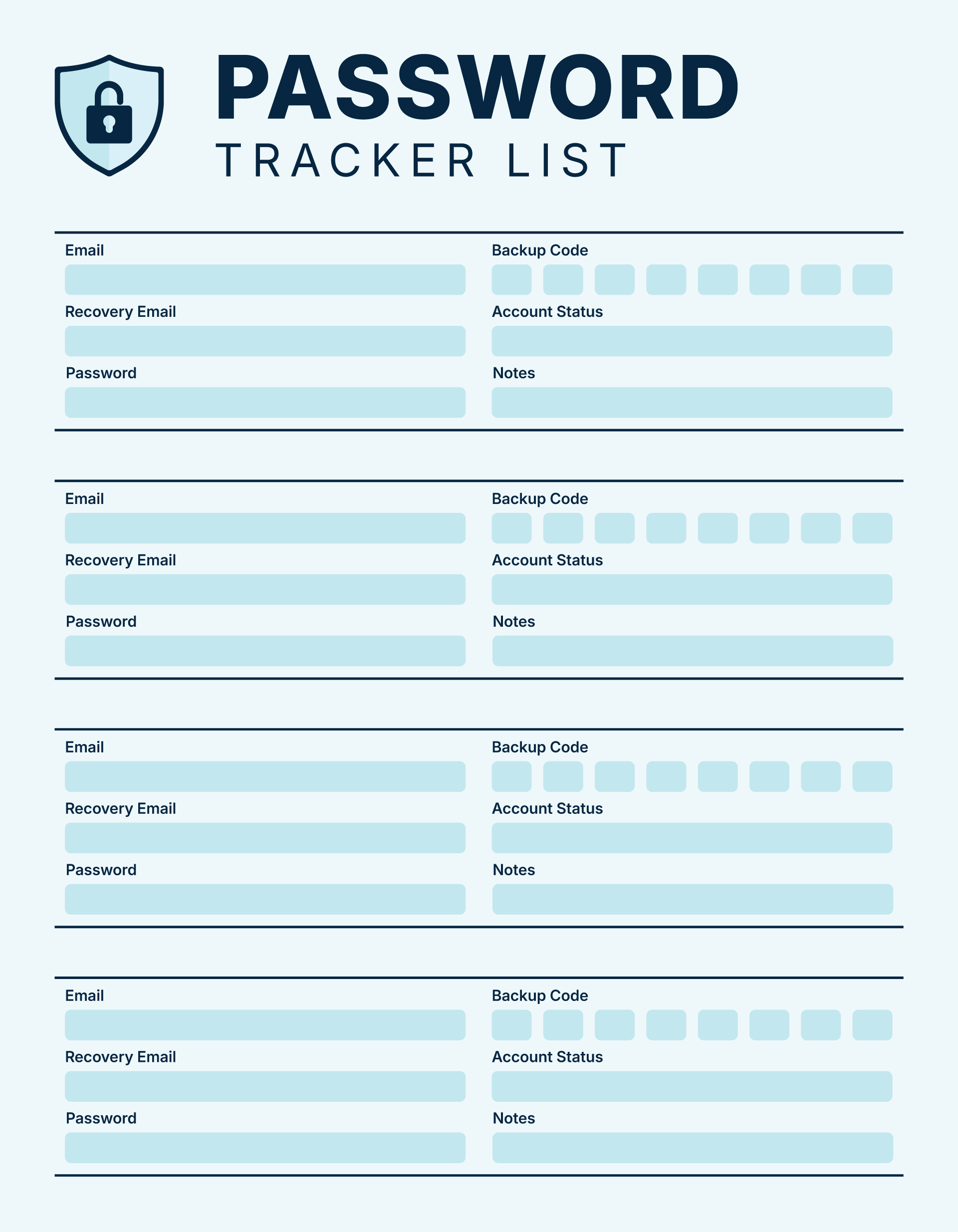 Password List Template 03 - PDF, Adobe Illustrator