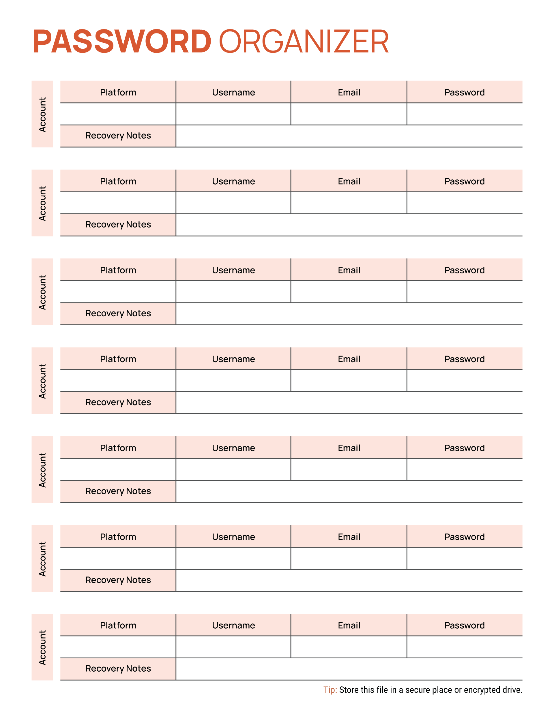 Password List Template 07 - PDF, Adobe Illustrator