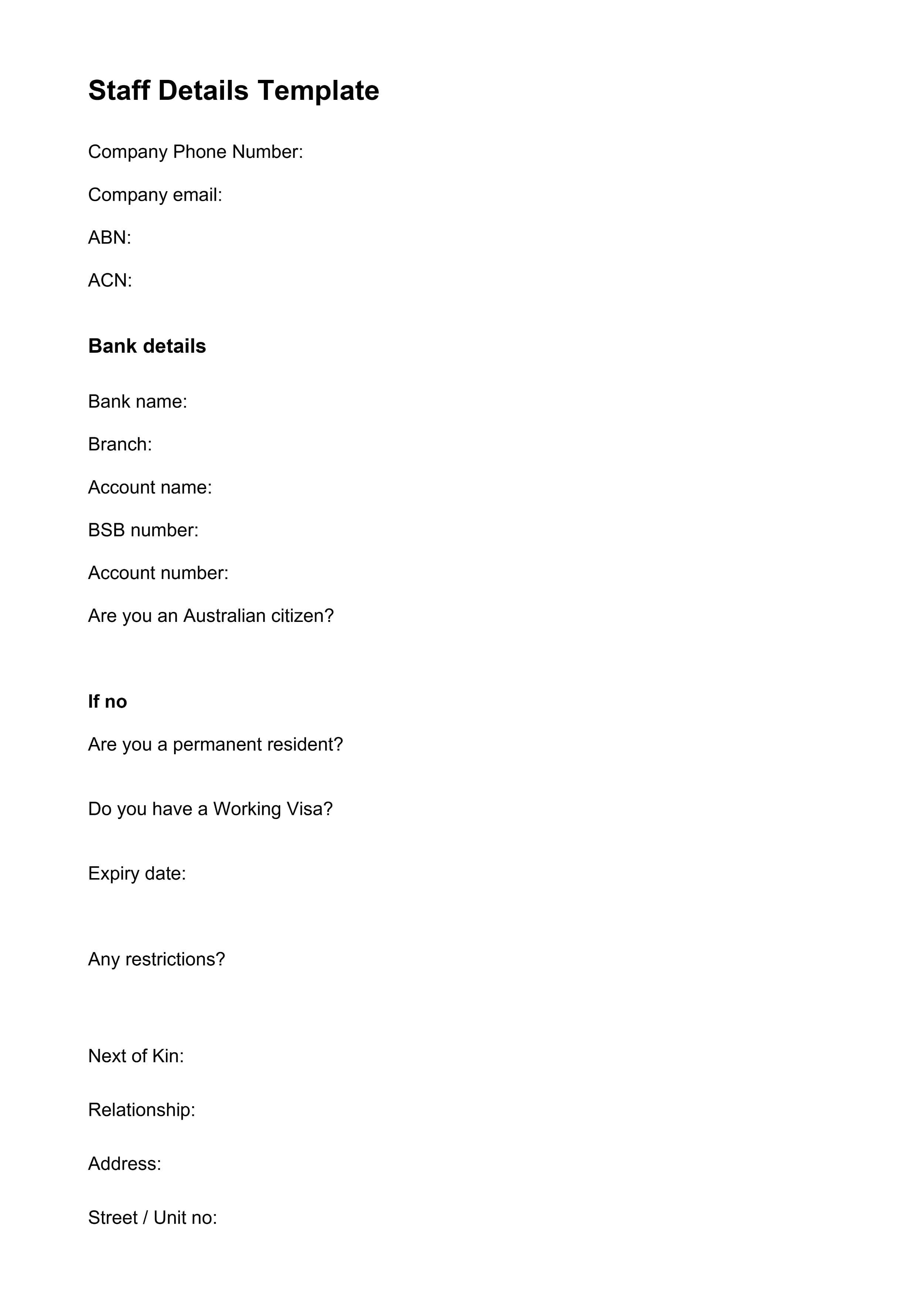 Staff Details Template - Word - Page 02