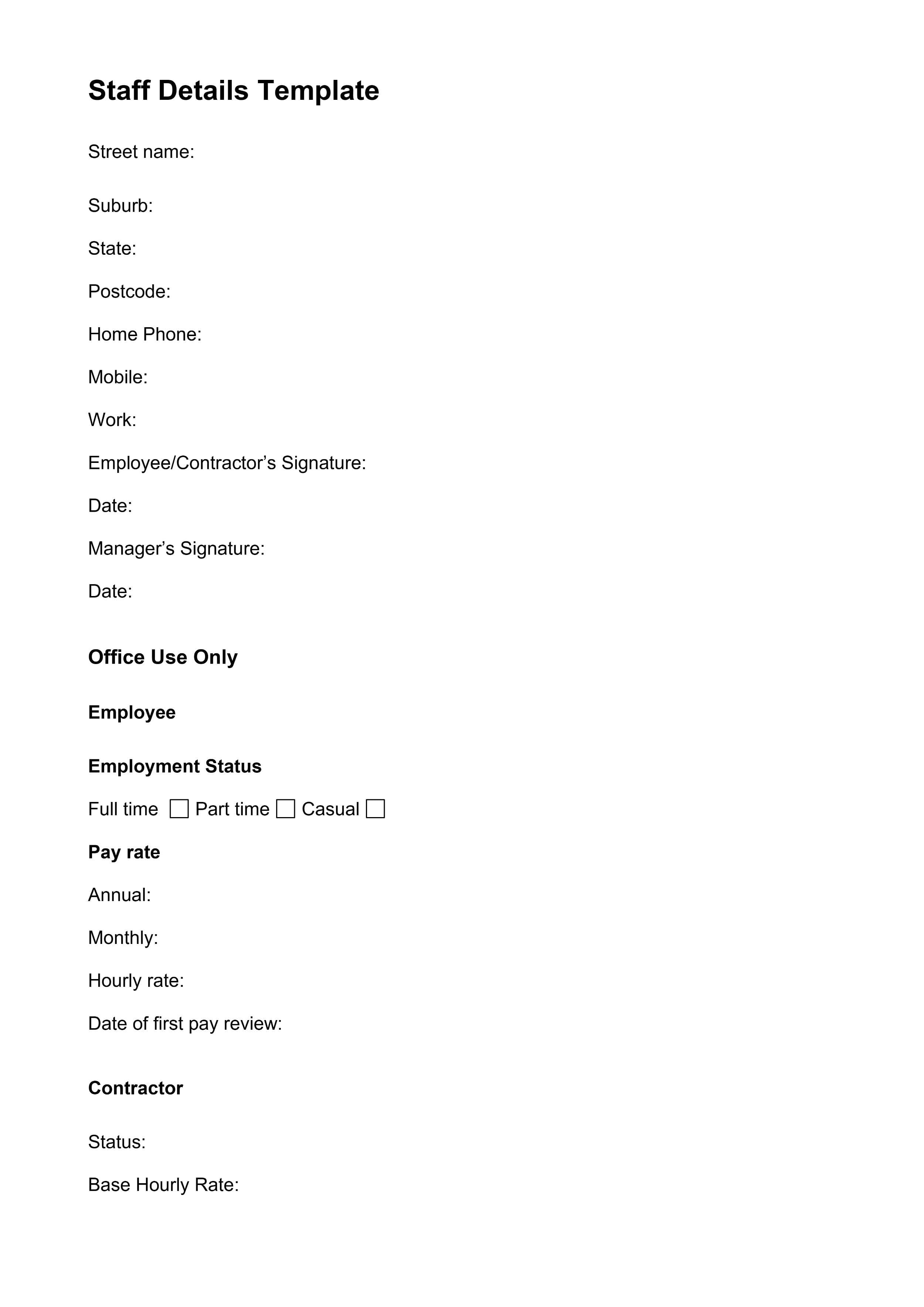 Staff Details Template - Word - Page 03