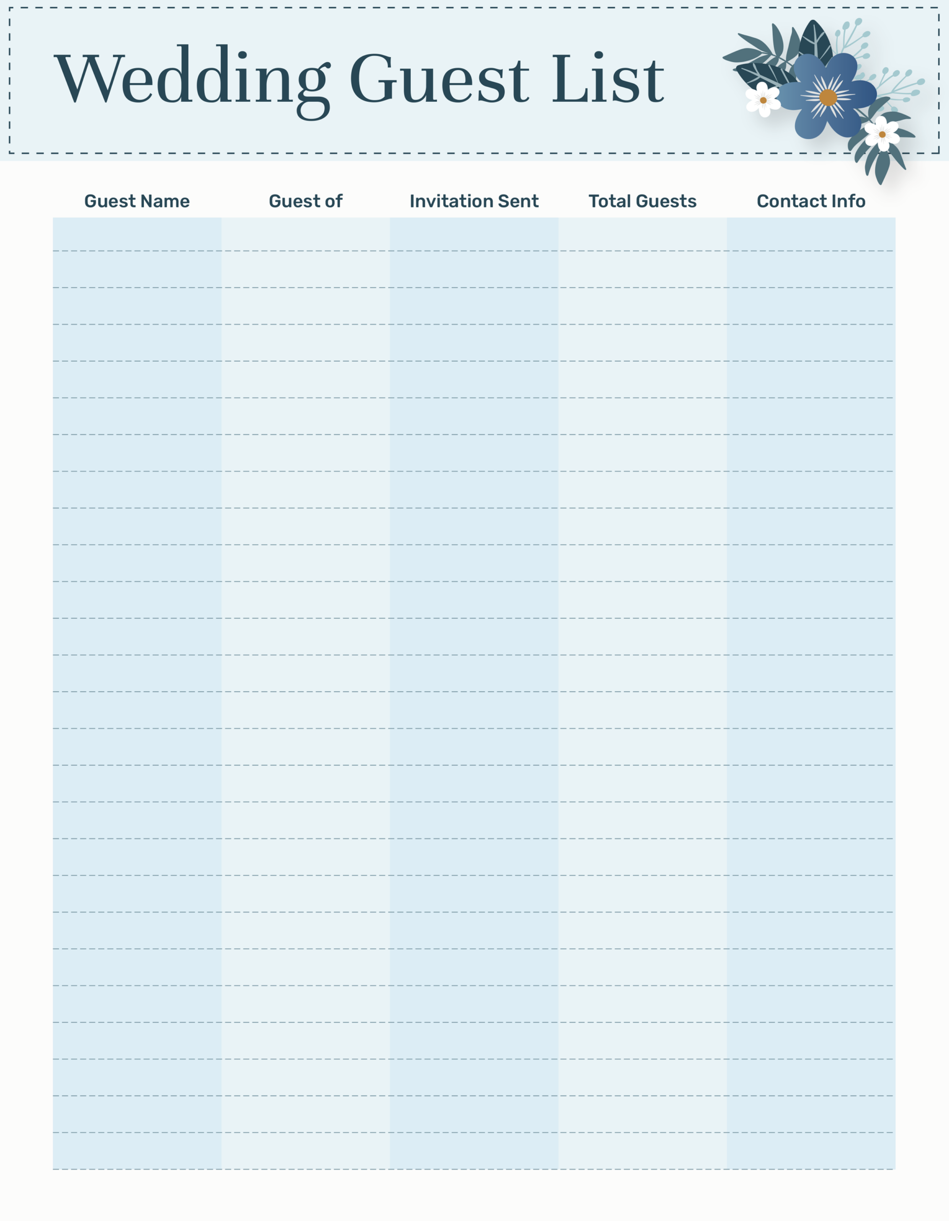 Minted Guest List Template - Adobe Illustrator, PDF