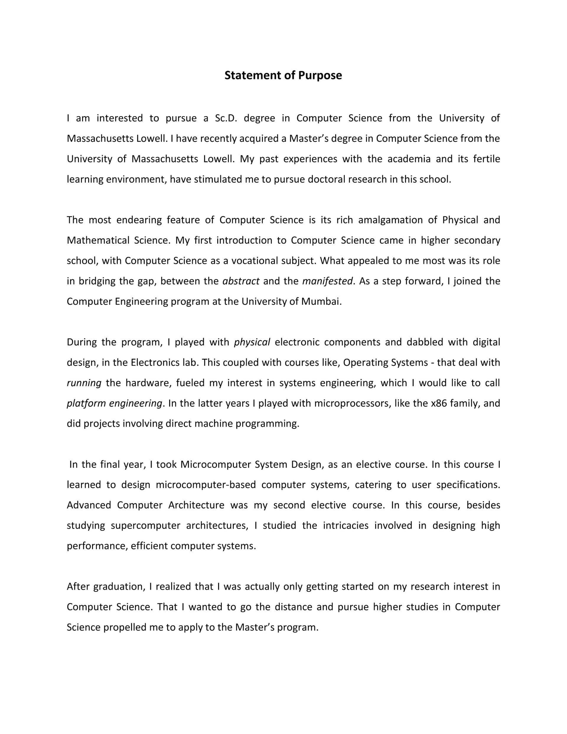 Statement of Purpose Template 18 - Word