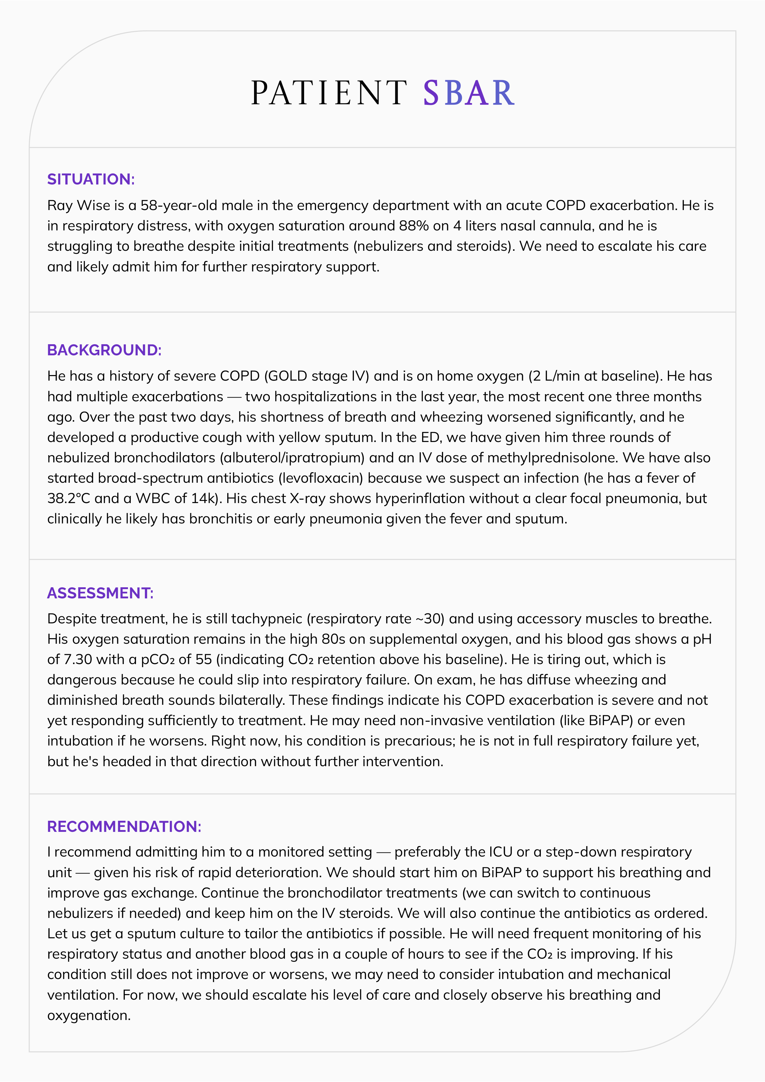 Patient SBAR Template - Word, Google Docs