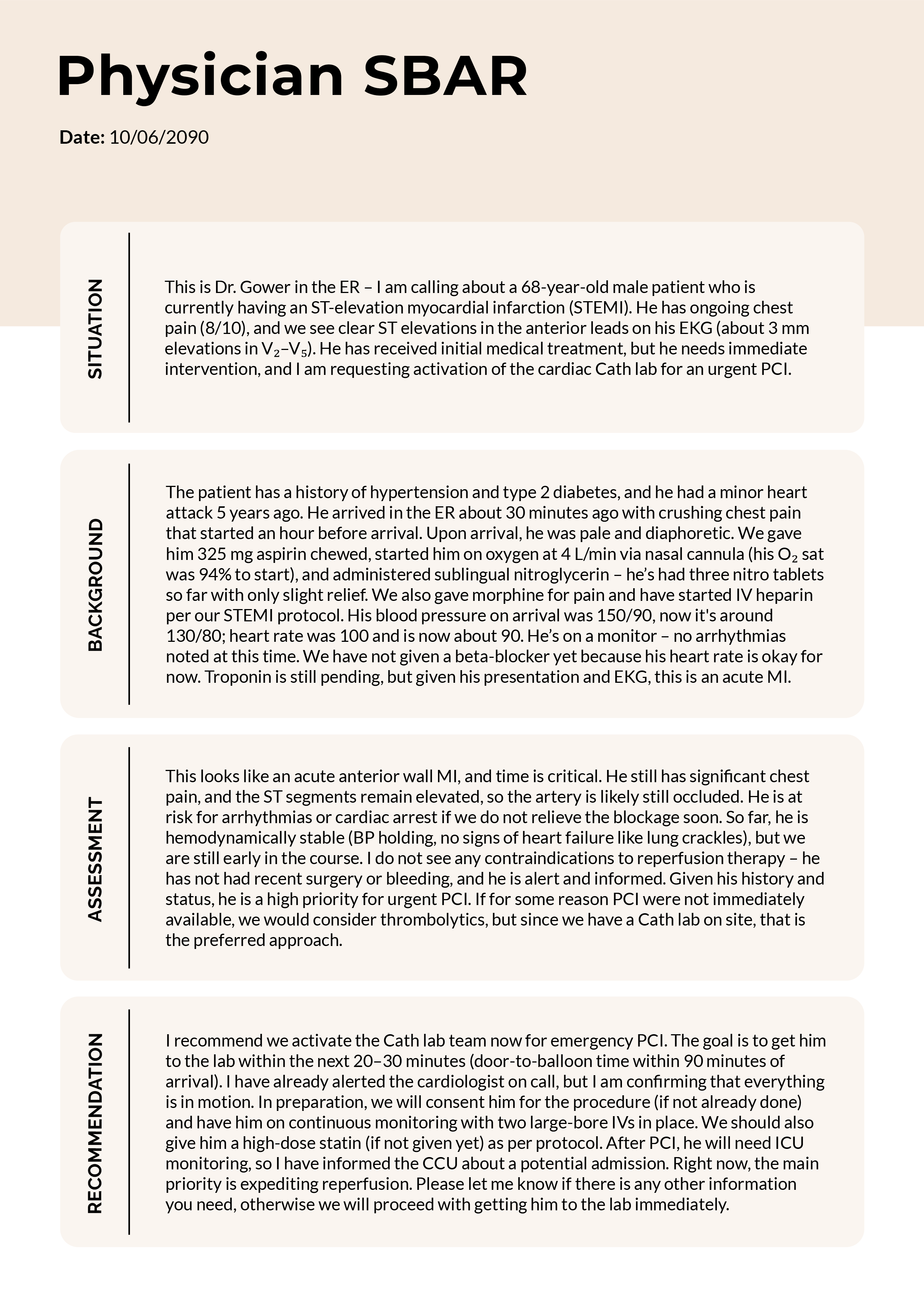 Physician SBAR Template - Word, Google Docs