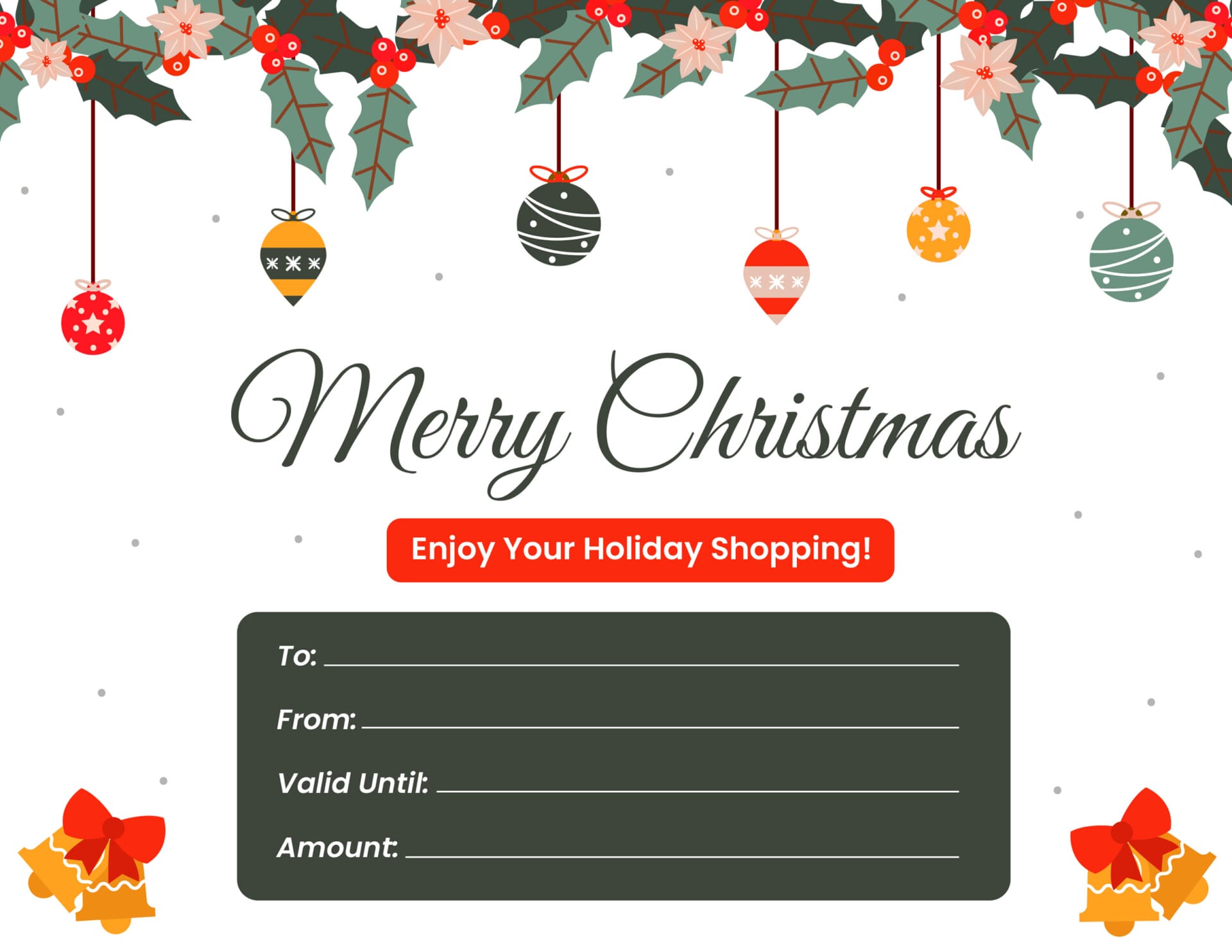 Dark Green and Red Christmas Gift Certificate Template - PowerPoint, Google Slides, Adobe Illustrator