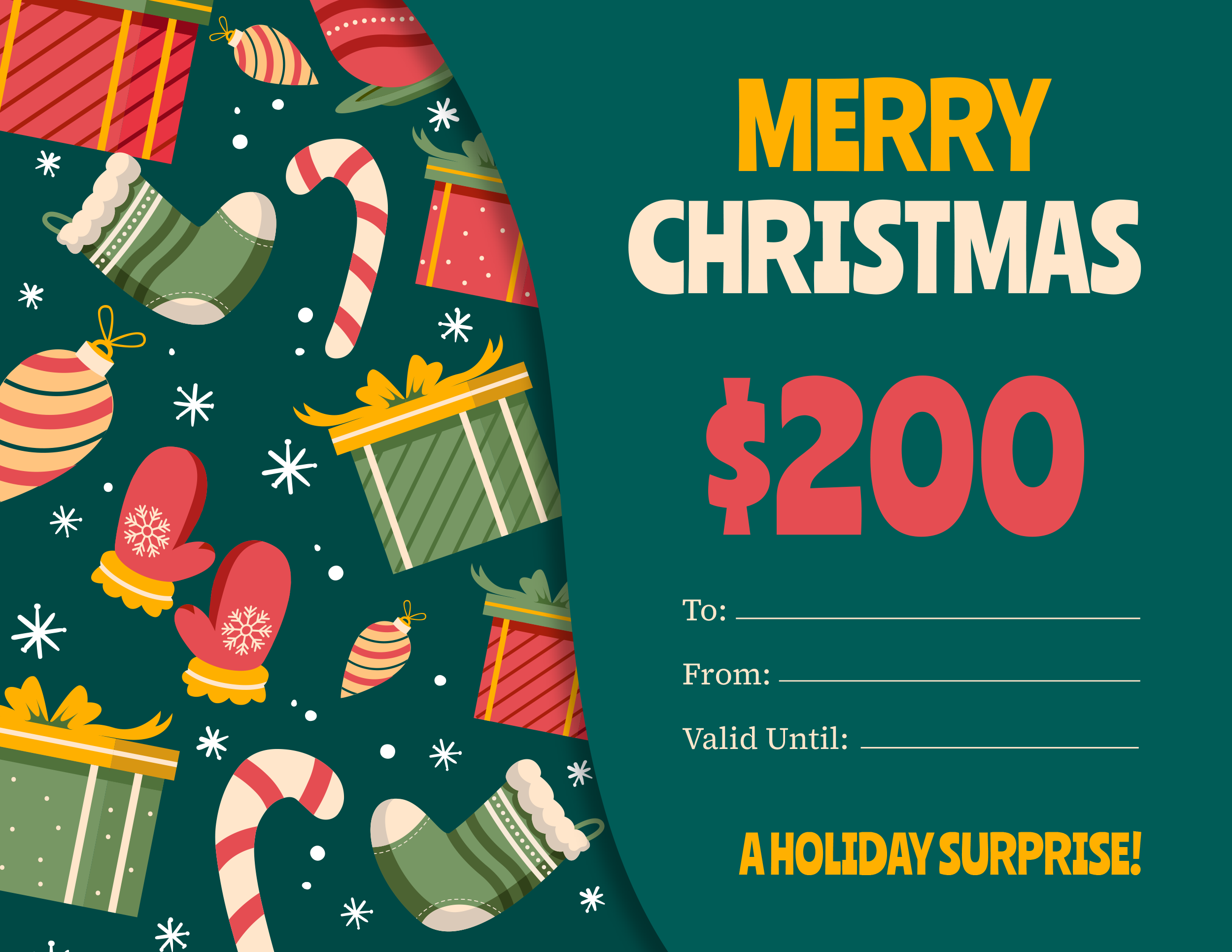 Fresh Green and Skin Christmas Gift Certificate Template - PowerPoint, Google Slides, Adobe Illustrator