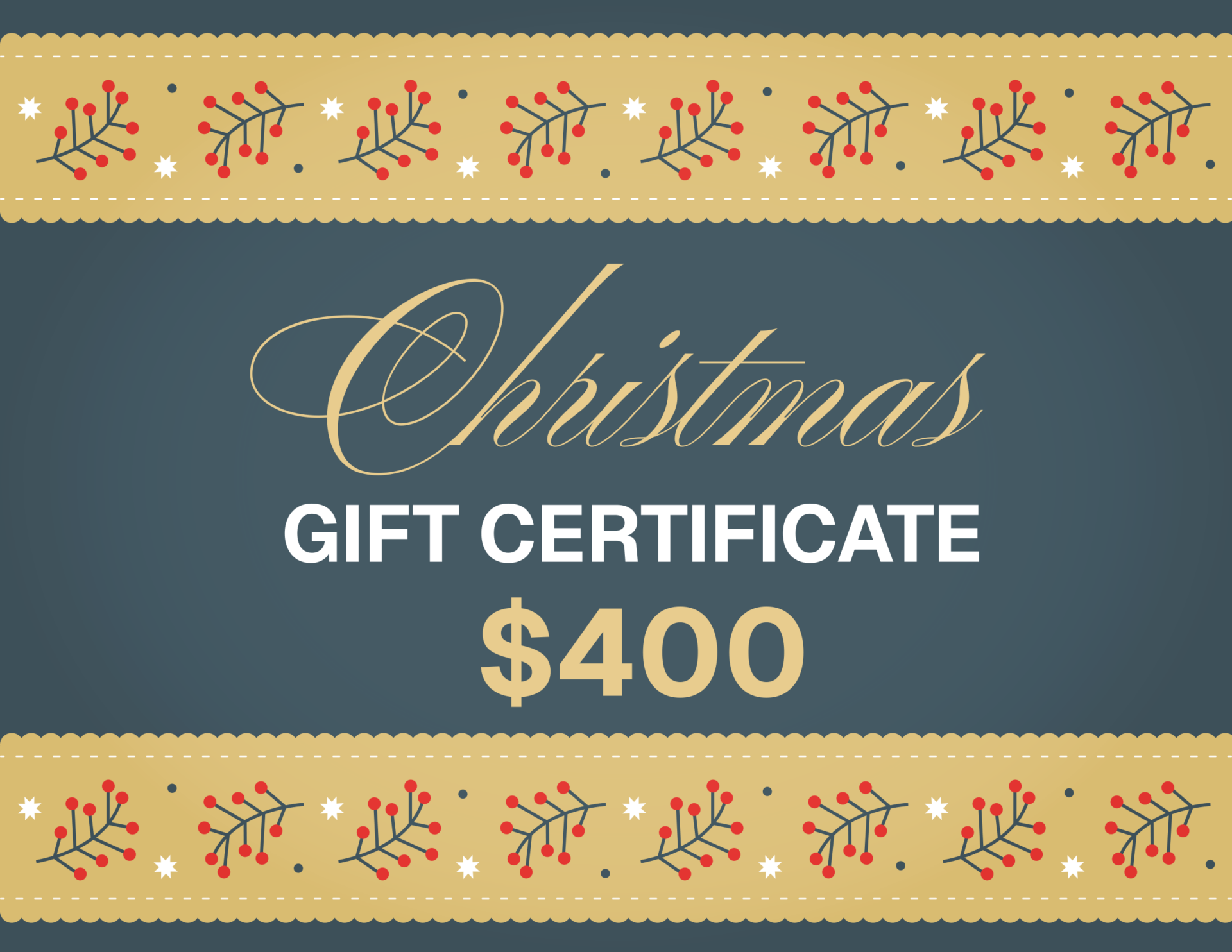 Grey and Yellow Christmas Gift Certificate Template - PowerPoint, Google Slides, Adobe Illustrator