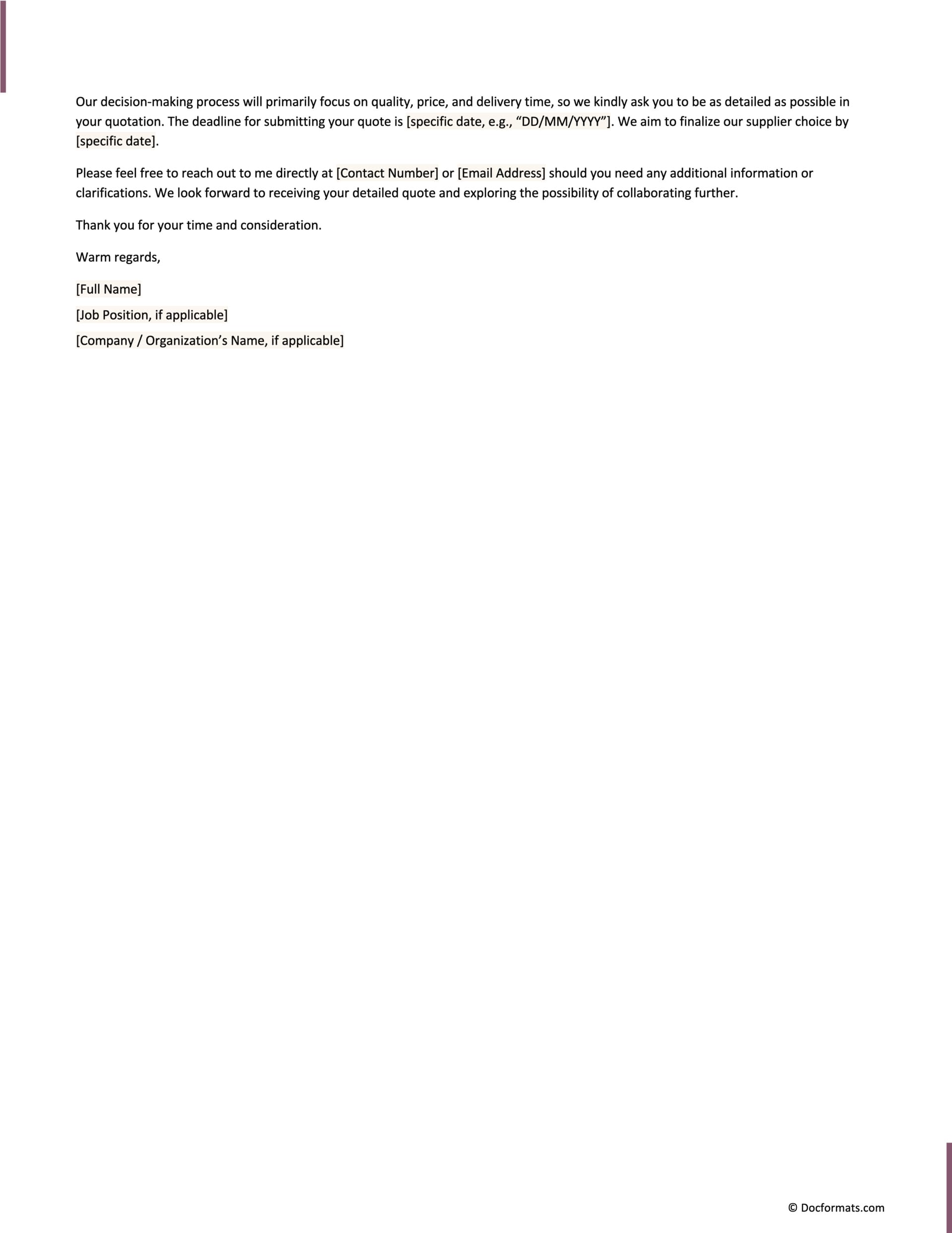 Quote Request Letter Template - Page 02