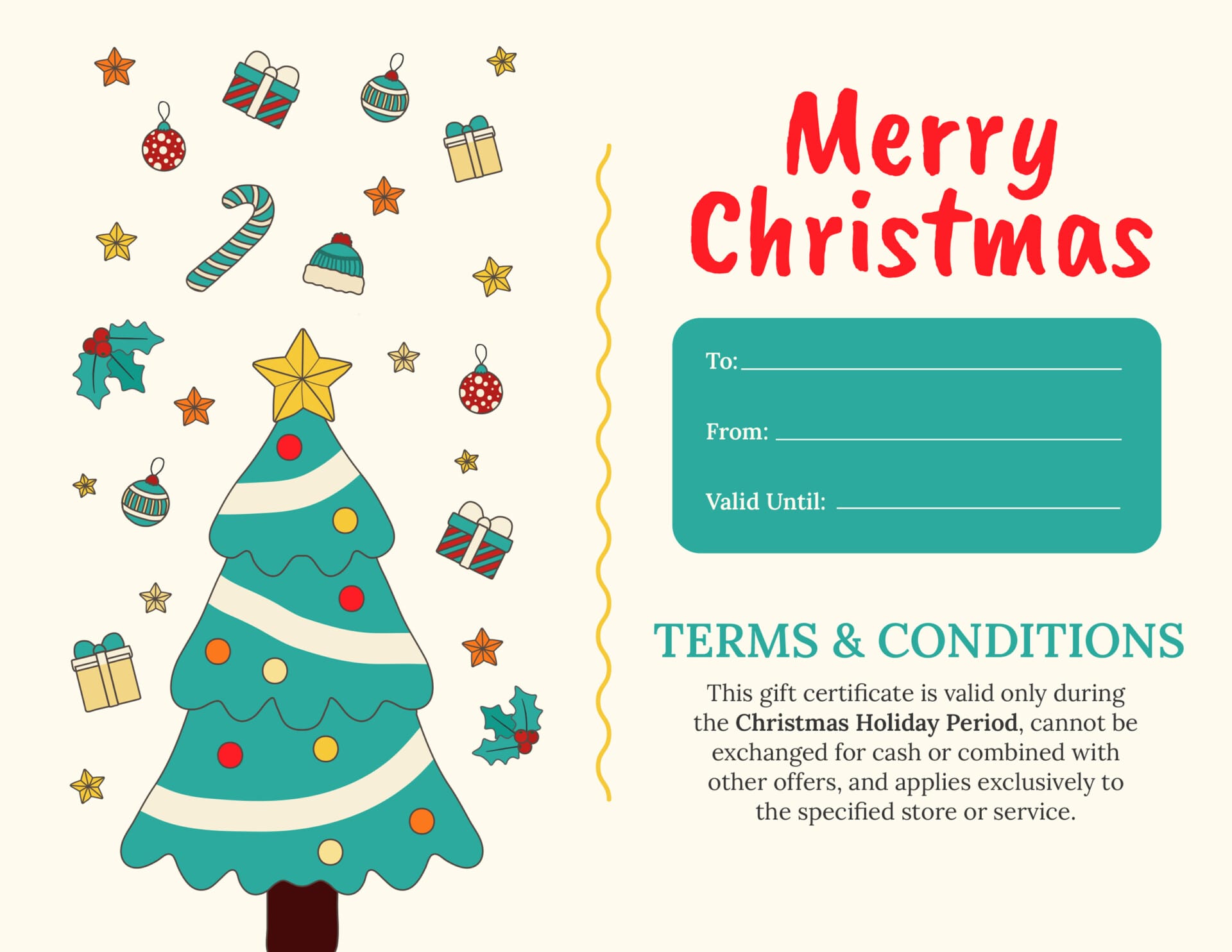 Skin and Green Blue Christmas Gift Certificate Template - PowerPoint, Google Slides, Adobe Illustrator - Page 02