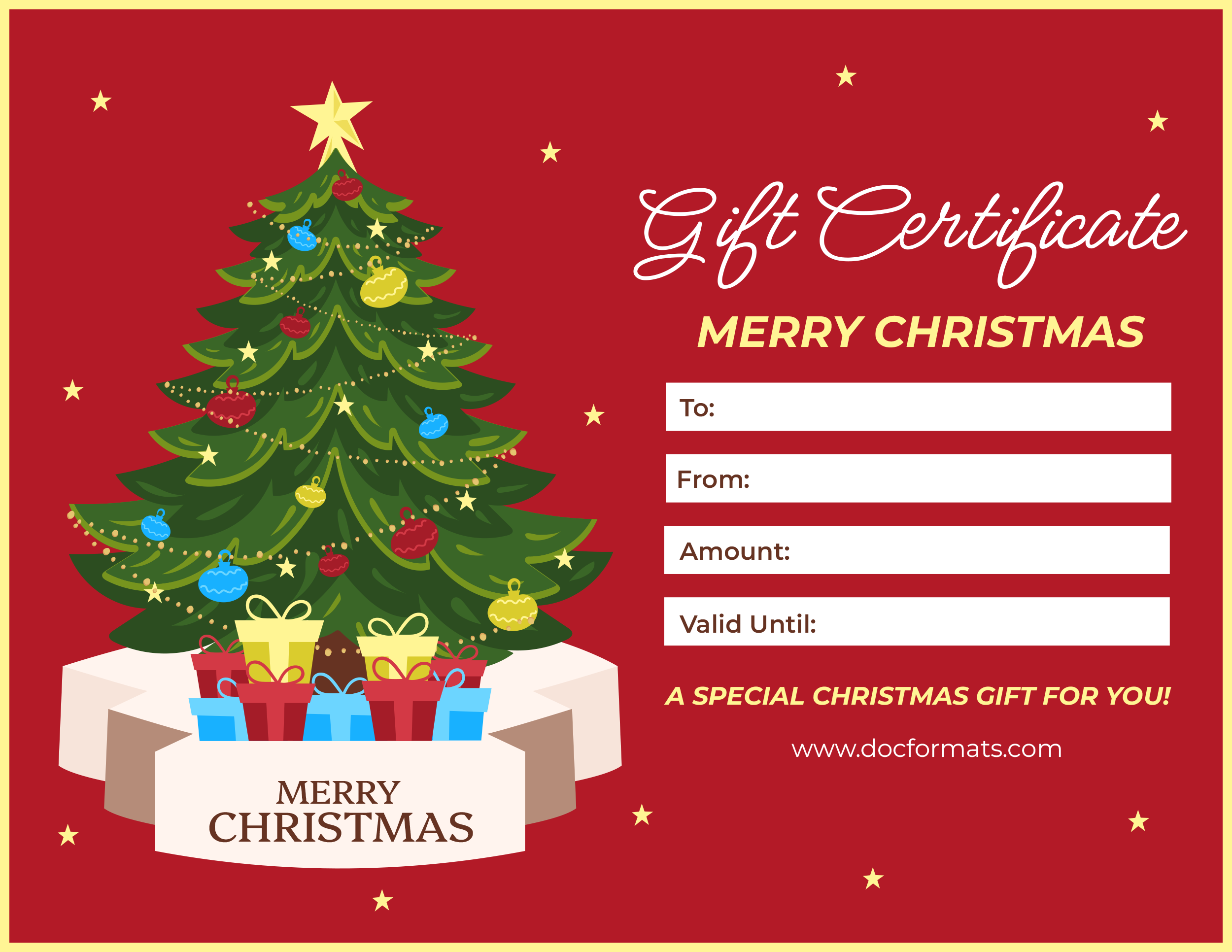 Traditional Red Christmas Gift Certificate Template - PowerPoint, Google Slides, Adobe Illustrator