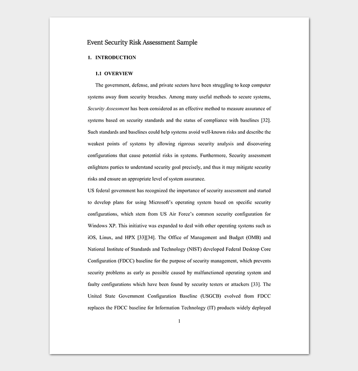 Event Security Assessment Sample